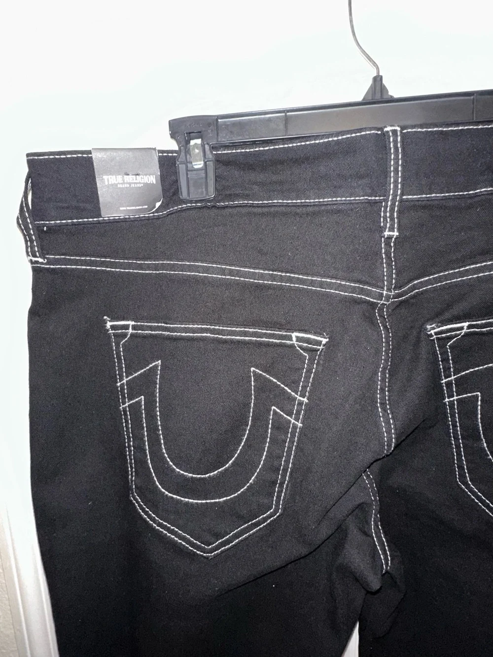 True Religion Black Skinny Jeans with White Contrast Stitching